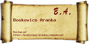 Boskovics Aranka névjegykártya